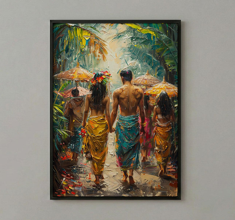 Balinese Wedding Procession Art, Bali Tropical Decor - Asian Wedding Gift