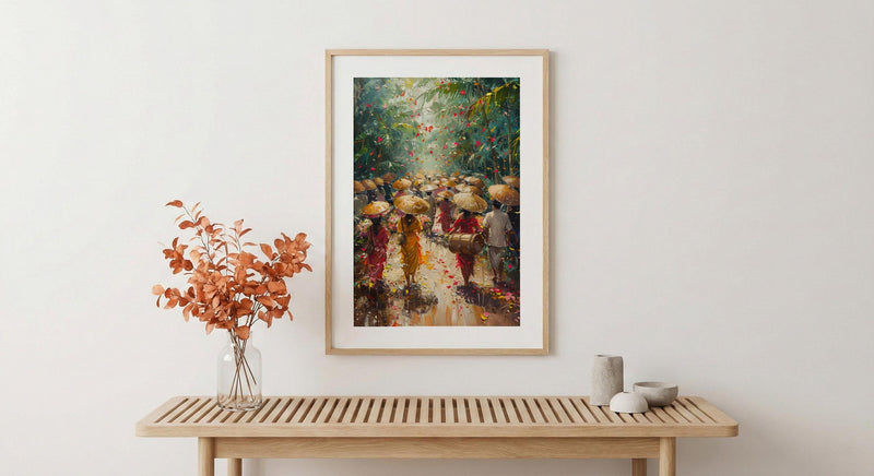 Thai Wedding Procession Art, Tropical Garden Decor - Newlywed Gift