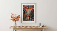 Japanese Torii Gate Poster, Cherry Blossom Art Print - Anniversary Gift