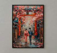 Japanese Torii Gate Poster, Cherry Blossom Art Print - Anniversary Gift