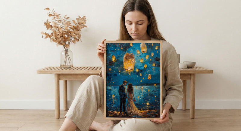 Thai Lantern Festival Art Print, Thailand Honeymoon - Newlywed Gift