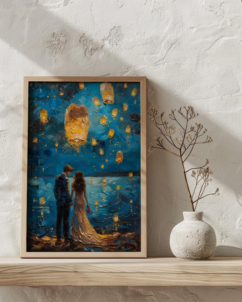 Thai Lantern Festival Art Print, Thailand Honeymoon - Newlywed Gift