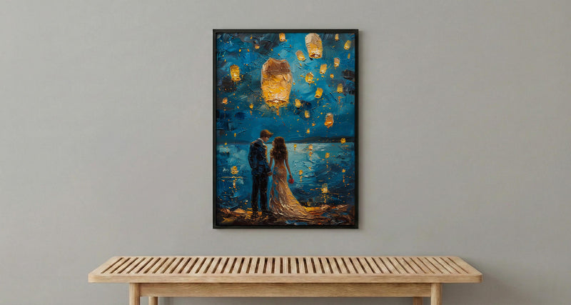 Thai Lantern Festival Art Print, Thailand Honeymoon - Newlywed Gift