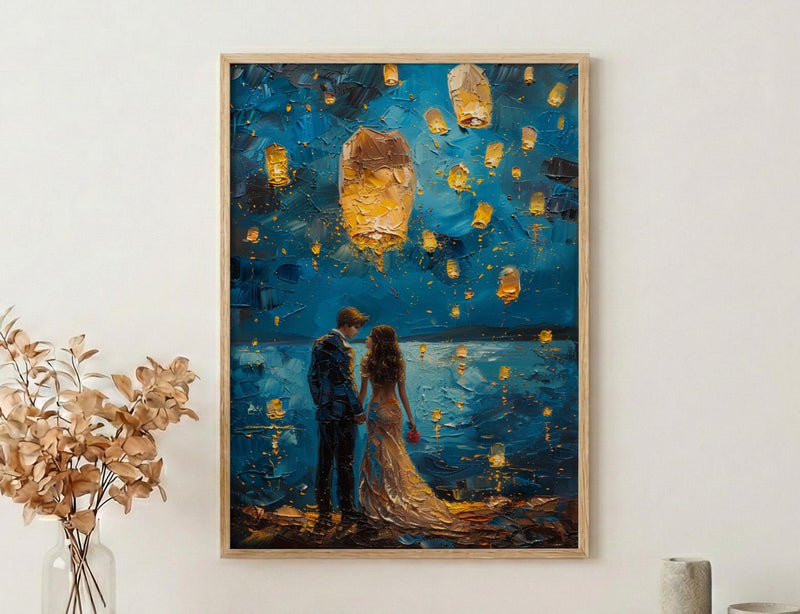 Thai Lantern Festival Art Print, Thailand Honeymoon - Newlywed Gift