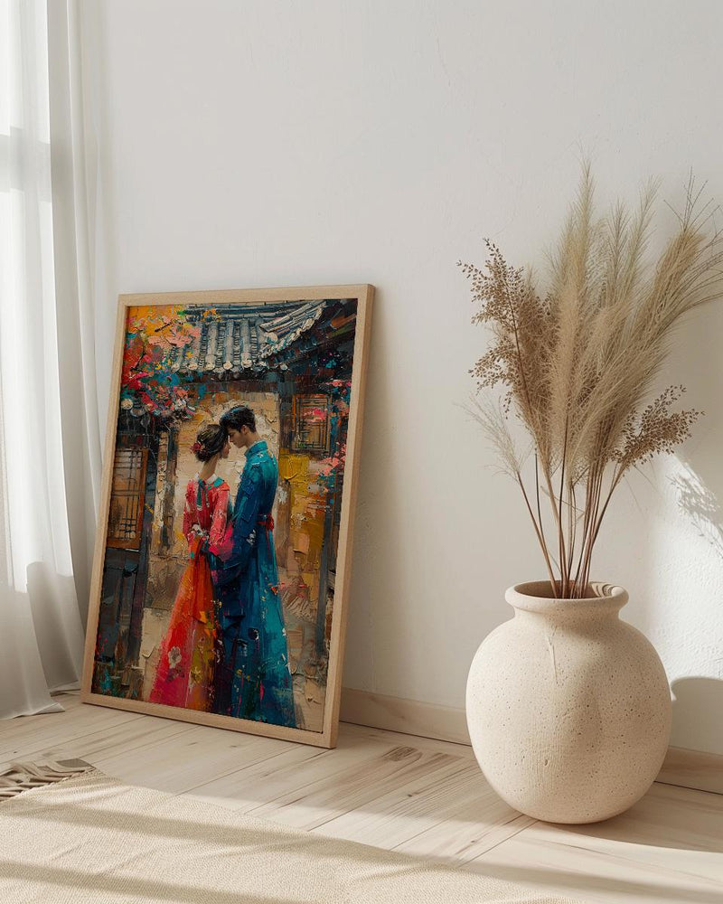 Korean Wedding Art Print, Traditional Hanbok Decor - Asian Wedding Gift