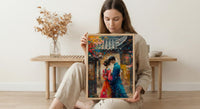 Korean Wedding Art Print, Traditional Hanbok Decor - Asian Wedding Gift
