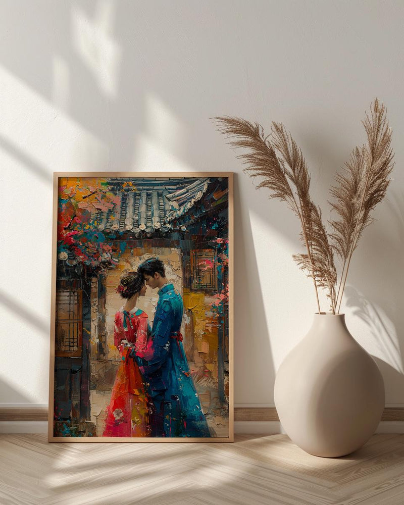 Korean Wedding Art Print, Traditional Hanbok Decor - Asian Wedding Gift