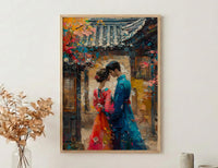 Korean Wedding Art Print, Traditional Hanbok Decor - Asian Wedding Gift