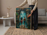Bali Temple Gate Art, Indonesia Jungle Print - Honeymoon Gift