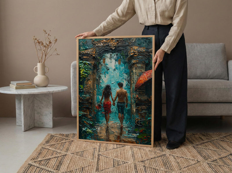 Bali Temple Gate Art, Indonesia Jungle Print - Honeymoon Gift