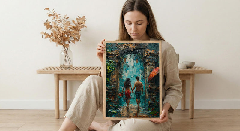 Bali Temple Gate Art, Indonesia Jungle Print - Honeymoon Gift