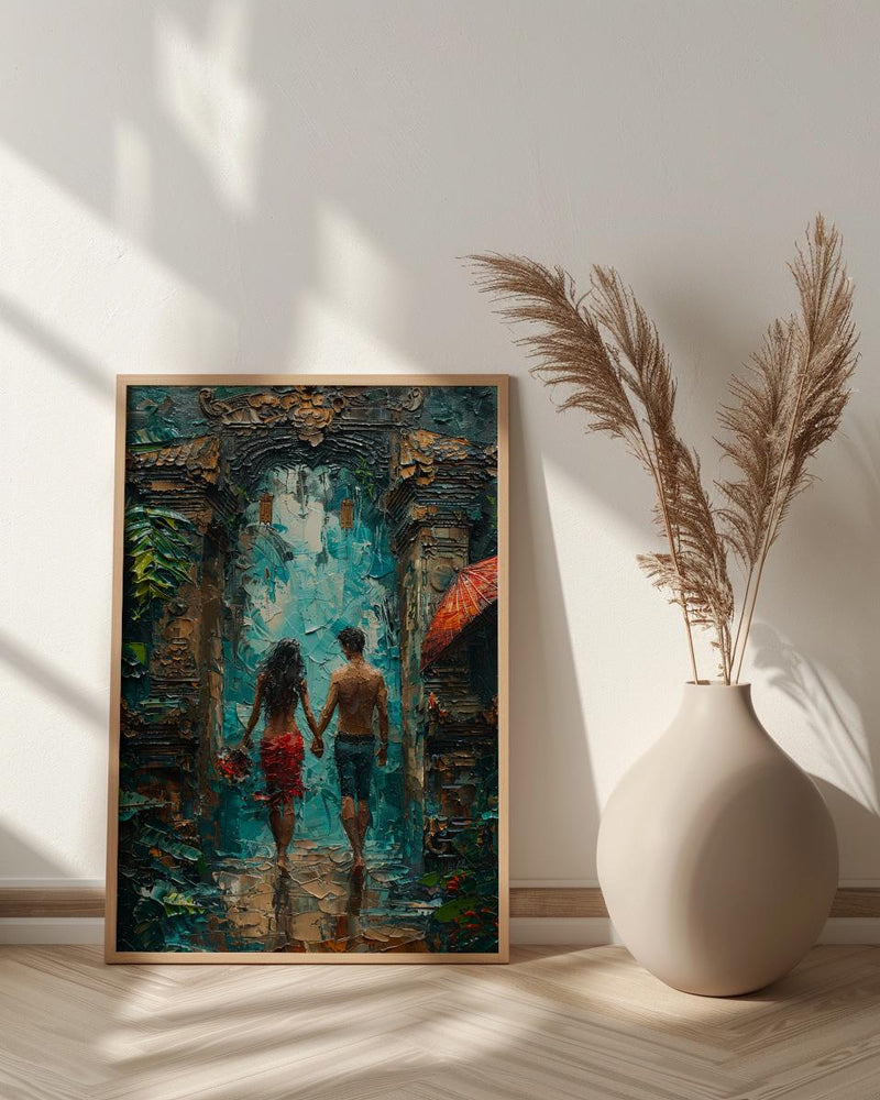 Bali Temple Gate Art, Indonesia Jungle Print - Honeymoon Gift