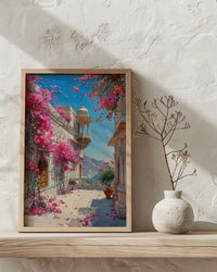 Rajasthan Palace Art Print, Pink Bougainvillea Decor - Housewarming Gift
