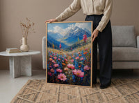 Himalayas Flower Valley Wall Art, Spring Mountain Print - Living Room Decor