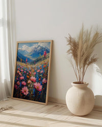 Himalayas Flower Valley Wall Art, Spring Mountain Print - Living Room Decor
