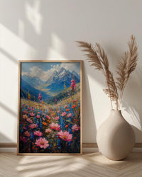 Himalayas Flower Valley Wall Art, Spring Mountain Print - Living Room Decor