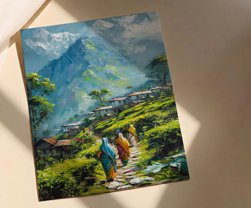 Darjeeling Tea Garden Poster, Green Spring Hill Decor - Living Room Decor