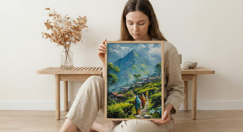 Darjeeling Tea Garden Poster, Green Spring Hill Decor - Living Room Decor