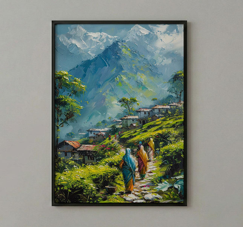 Darjeeling Tea Garden Poster, Green Spring Hill Decor - Living Room Decor