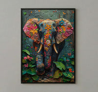 Indian Elephant Art Print, Tropical Spring Jungle Decor - Housewarming Gift