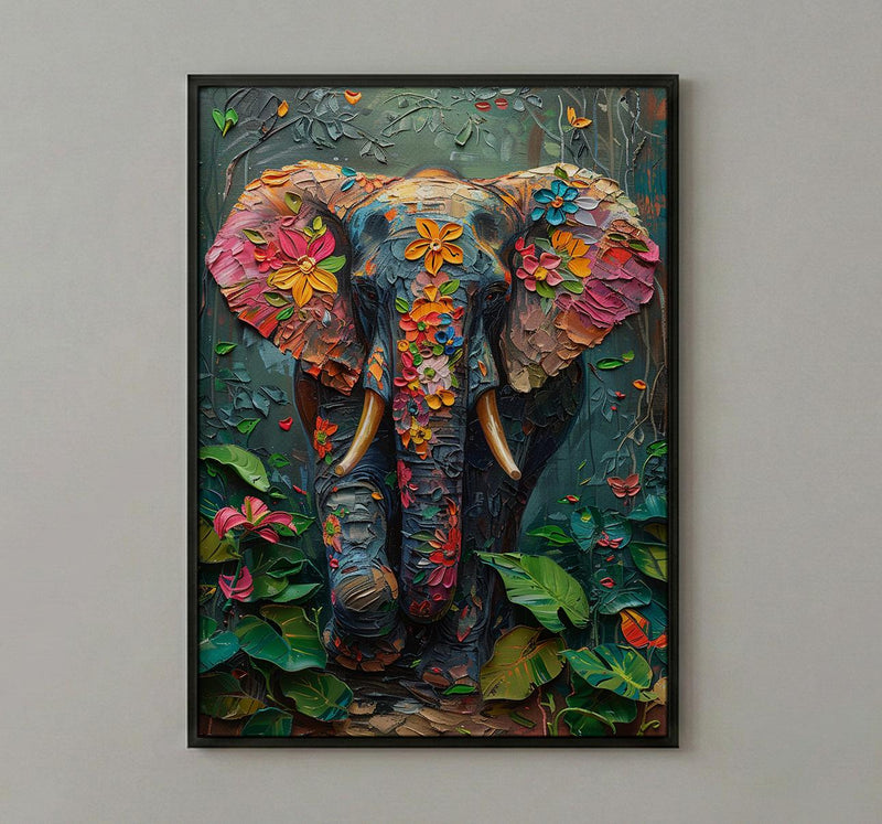 Indian Elephant Art Print, Tropical Spring Jungle Decor - Housewarming Gift