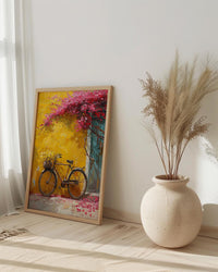 Pondicherry Yellow Wall Art, Vintage Bicycle Spring - Living Room Decor