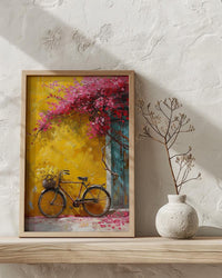 Pondicherry Yellow Wall Art, Vintage Bicycle Spring - Living Room Decor