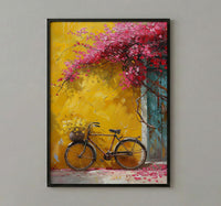 Pondicherry Yellow Wall Art, Vintage Bicycle Spring - Living Room Decor