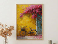 Pondicherry Yellow Wall Art, Vintage Bicycle Spring - Living Room Decor