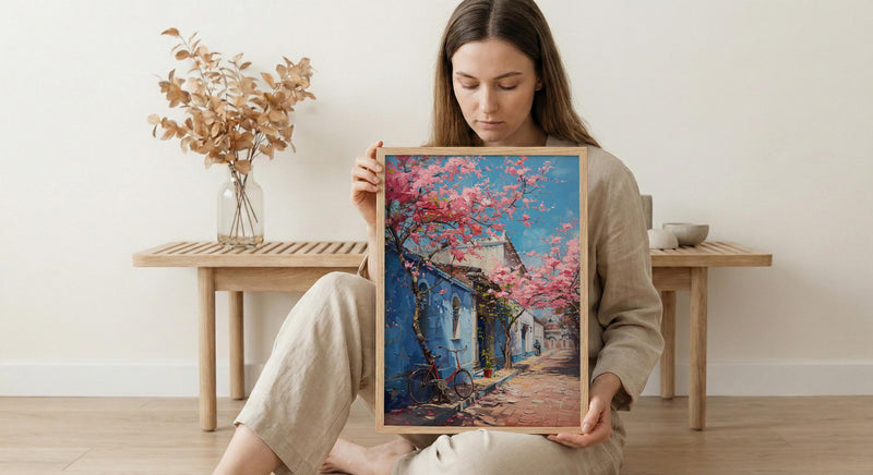 Bangalore Pink Blossom Wall Art, India Sakura Poster - Above Bed Art