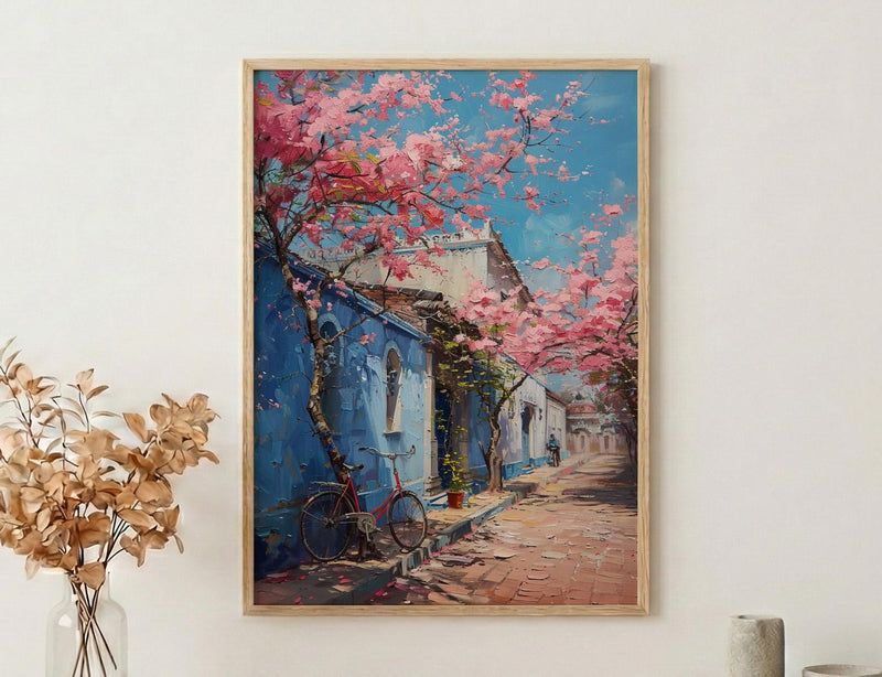 Bangalore Pink Blossom Wall Art, India Sakura Poster - Above Bed Art