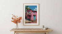 Goa Pastel House Wall Art, Tropical Spring Bicycle Print - Textured Impasto Oil Painting