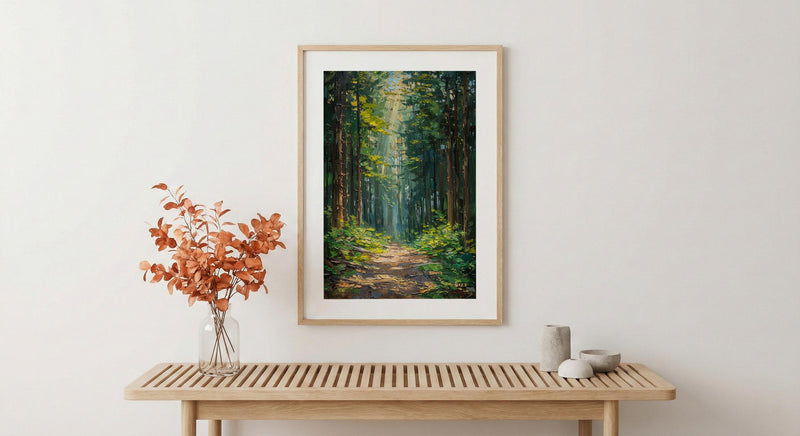 Redwood Forest Poster, Giant Tree Nature Decor - Peaceful Woodland Art