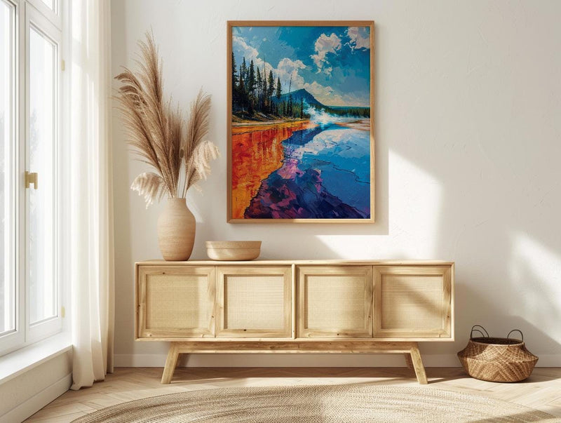 Yellowstone Art Print, Grand Prismatic Decor - Colorful Nature Poster