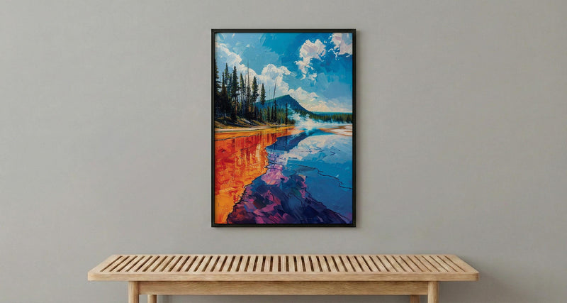 Yellowstone Art Print, Grand Prismatic Decor - Colorful Nature Poster
