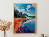 Yellowstone Art Print, Grand Prismatic Decor - Colorful Nature Poster
