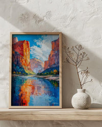 Zion National Park Wall Art, Desert Oasis Decor - Red Rock Landscape