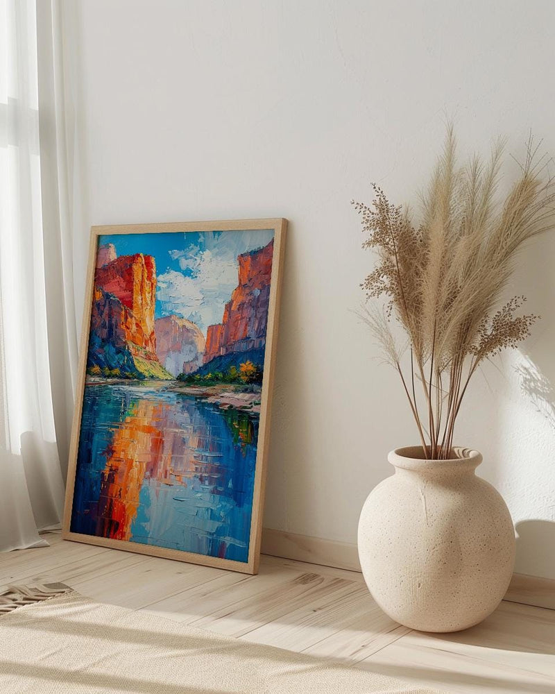 Zion National Park Wall Art, Desert Oasis Decor - Red Rock Landscape