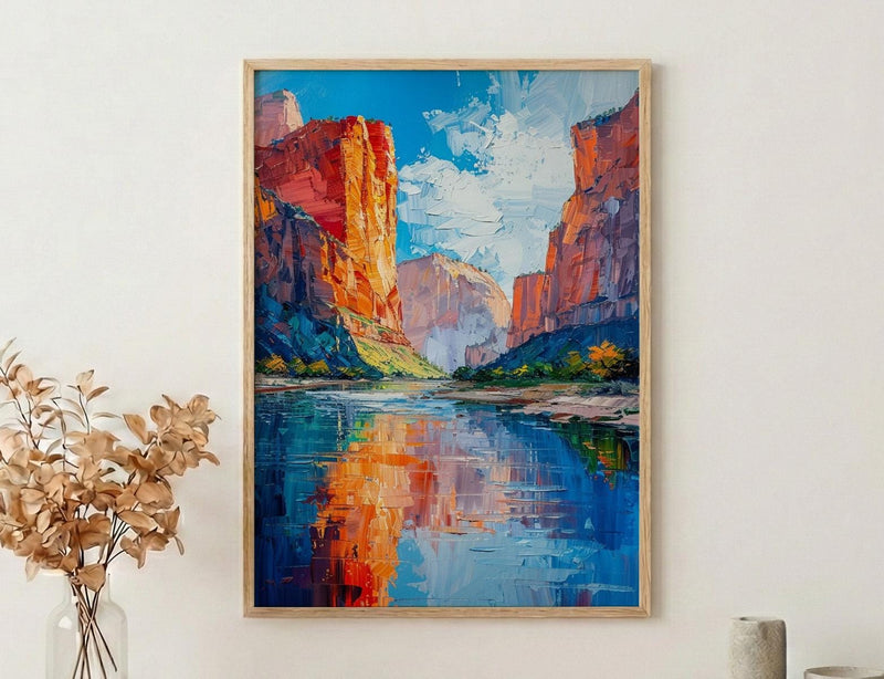 Zion National Park Wall Art, Desert Oasis Decor - Red Rock Landscape
