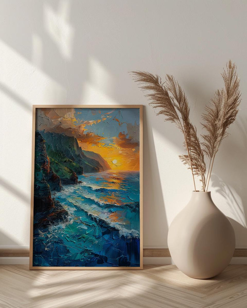 Na Pali Coast Poster, Hawaii Tropical Decor - Majestic Ocean Wall Art