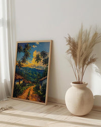 Eje Cafetero Art Print, Colombia Travel Decor - Tropical Coffee Landscape