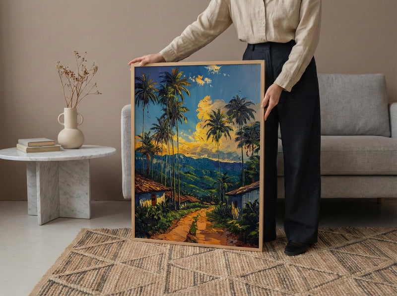 Eje Cafetero Art Print, Colombia Travel Decor - Tropical Coffee Landscape