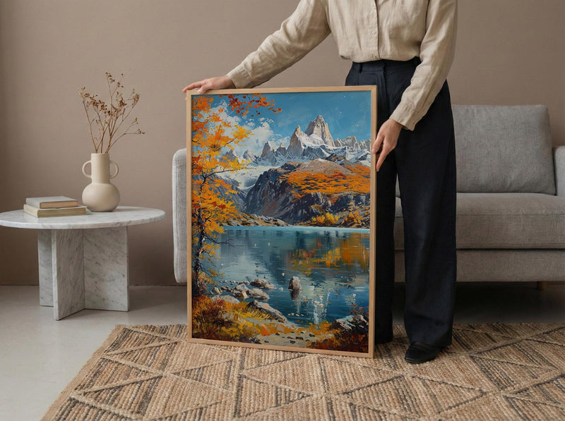 Mount Fitz Roy Wall Art, Patagonia Landscape Decor - Majestic Mountain Print