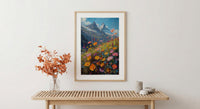 Swiss Alps Art Print, Matterhorn Mountain Decor - Spring Meadow Poster
