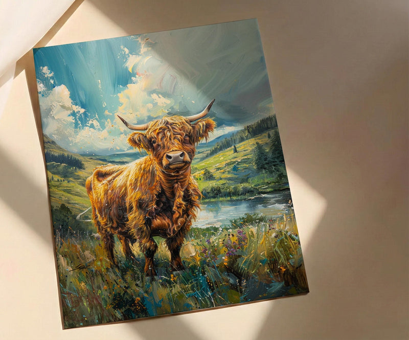 Scottish Highlands Wall Art, Highland Cow Decor - Moody Nature Print
