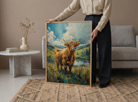 Scottish Highlands Wall Art, Highland Cow Decor - Moody Nature Print