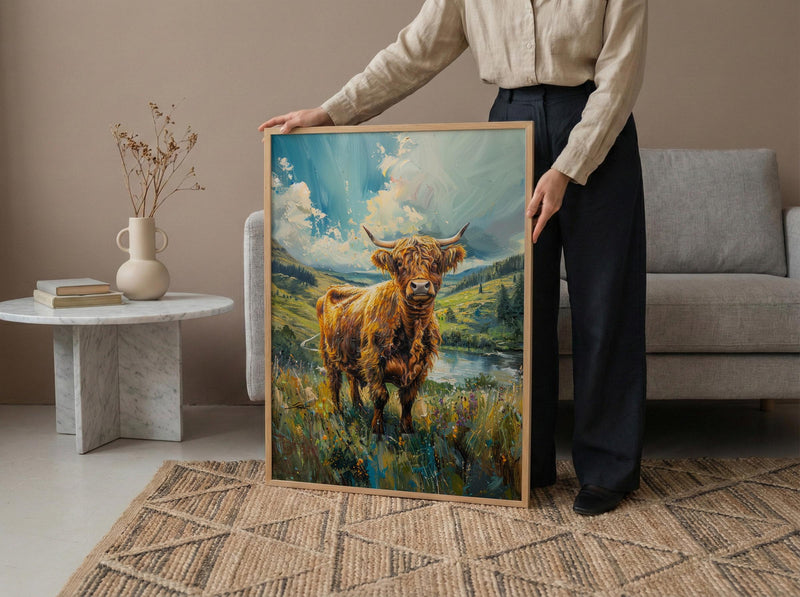Scottish Highlands Wall Art, Highland Cow Decor - Moody Nature Print