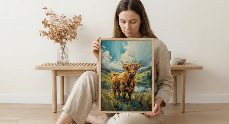 Scottish Highlands Wall Art, Highland Cow Decor - Moody Nature Print