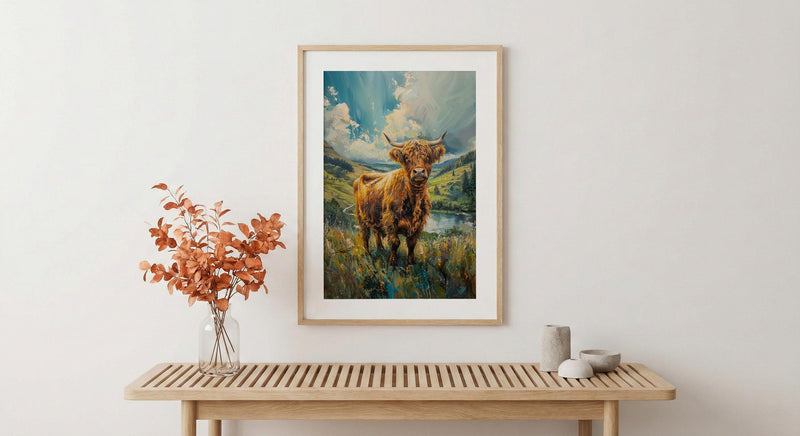 Scottish Highlands Wall Art, Highland Cow Decor - Moody Nature Print