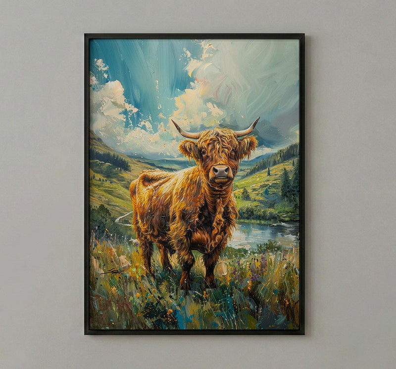 Scottish Highlands Wall Art, Highland Cow Decor - Moody Nature Print